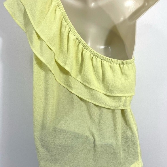 Apt 9 Women's Yellow Ruffle One Shoulder Boho Top Blouse Peasant - Picture 6 of 8